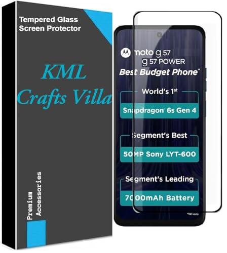 Image of KML Crafts Villa HD, Scratch, Tear Resistant Edge to Edge Tempered Glass Screen Protector Guard Suitable For Moto G57 / Power