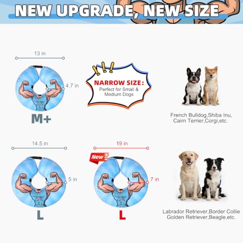 Image of KOOLTAIL Inflatable Dog Cone Collar, Soft Donut E Collar for Dogs After Surgery to Stop Licking Enhanced Alternative, Blow Up Pet Neck Pillow Recovery Adjustable Cone for Dog Cat, Hercules L