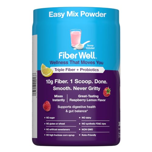 FiberWell Organic Fiber Powder Supplement | 10g | 11 oz | GLP-1 Friendly | Sugar Free | with Probiotics | for Digestive & Gut Health | Yummy Raspberry Lemon Flavor | Gluten and Dairy Free Formula - image 4