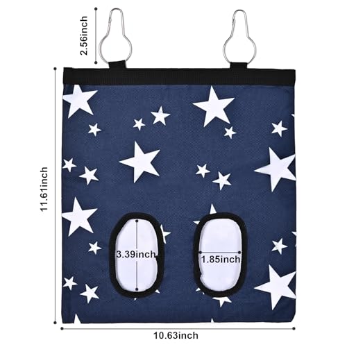 Upgraded Rabbits Hay Feeder Bag for Bunny, Guinea Pigs, Chinchillas - Hanging Washable 2-Hole Hay Dispenser with 600D Oxford Fabric, Small Animal Cage Accessories (Blue Star) - Image 3