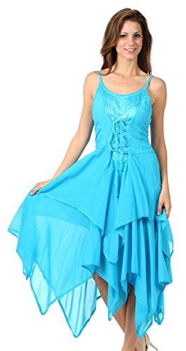 Image of Sakkas Lady Mary Jacquard Corset Style Bodice Lightweight Handkerchief Hem Dress
