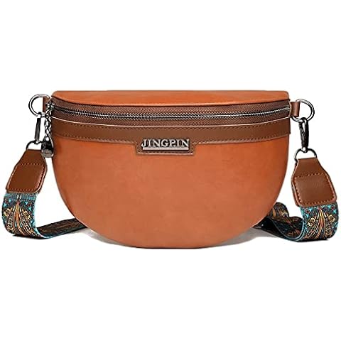 Small Crossbody Sling Bag for Women with Adjustable Strap Fanny Packs Fashion Leather Chest Belt Bum Bag for Sports Workout Traveling (B-Brown) Cover