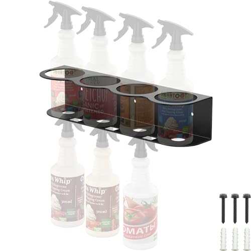 Fengone 4 Spray Bottle Holder Wall Mount Hangable Space-efficient Spray Can Holder Wall Mount Spray Bottle Hanger for Universal for Garage and Home by Fengone - Used condition - US$15.31