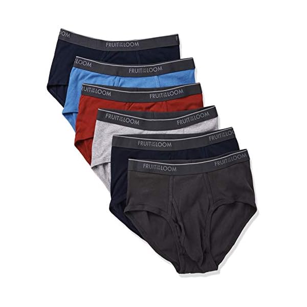 Fruit of the Loom Mens Tag-Free Cotton Briefs Underwear, 6 Pack Assorted Colors, Medium US