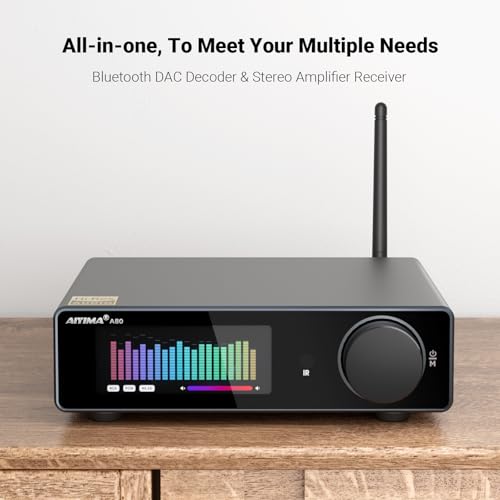 Image of AIYIMA A80 Bluetooth Stereo DAC Amplifier TPA3255,PFFB & Digital VU Meter