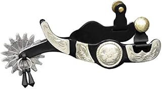Showman Black Steel Jingle Bob Spurs w/Silver Engraved Accents
