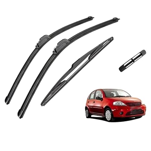 SXXTS Escobilla Coche para Citroën C3 MK1 2002-2009 24'+18'+14', Goma Antiarañazos Limpia Parabrisas Delanteras Y Traseras Coche Escobilla Limpiaparab