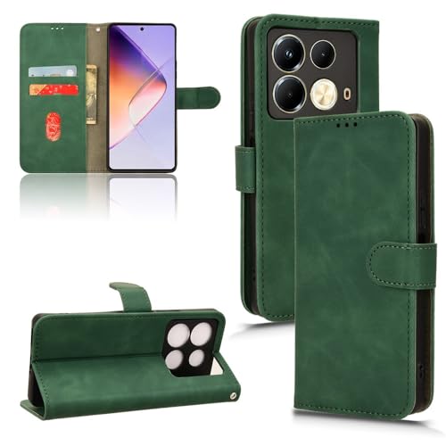 Coque Infinix Note 40 4G portefeuille en cuir PU vert, protection rabat premium