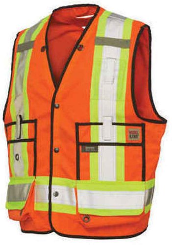 Work King Safety Men's Hi Vis Surveyor Vest, Flor, S