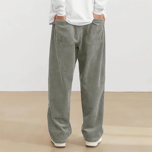 Hawyet Mens Corduroy Sweatpants Lightweight Spring Fall Elastic Waist Drawstring Straight Leg Baggy Casual Pants4