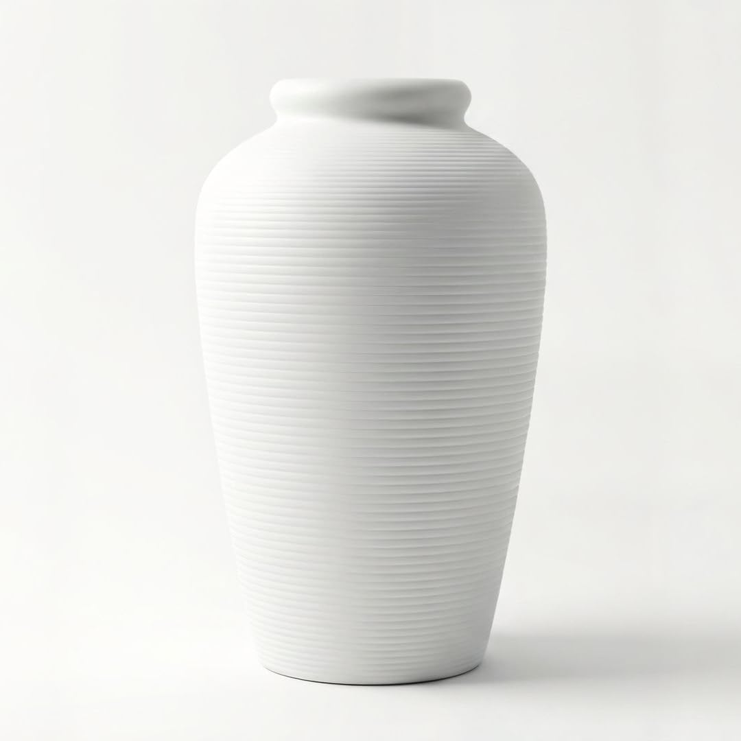 Luna White Textured Ceramic Vase 27cm Modern Decorative Flower Vase