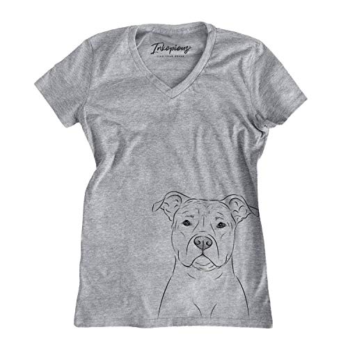Bare Jethro The American Staffordshire Terrier Dog Women's Triblend T-Shirt Modern Fit V-Neck Small Grey