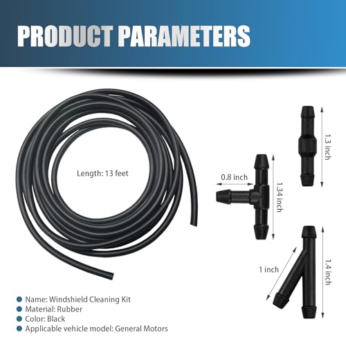 Image of Pack-30 Car Windshield Washer Hose Kit, 13 Ft Flexible Leak-proof Rubber Hose, with T-type Y-type I-type Hose Connector, Universal Connection Water Pump and Nozzle Accessories for Cars (Black)