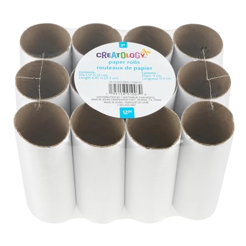 Creatology White Paper Roll Tubes – Craft Tubes for DIY Projects, Spyglasses & Mini Car Tunnels, 1.57' x 4.45', 24 Pack