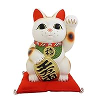 Amazon.co.jp: 開運 招福 日本製 招き猫(常滑焼) 7寸 右 白 : ホーム