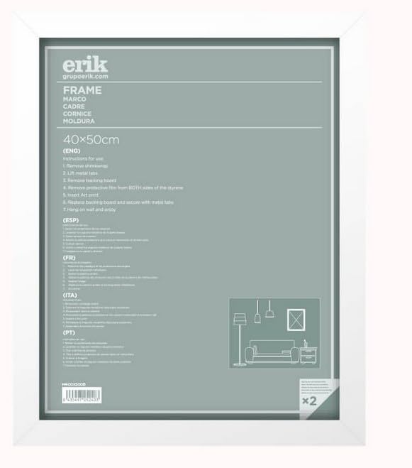 Grupo Erik Marco de fotos 40x50 para pared - Marco 40x50 blanco - Marco madera MDF/Marco fotos blanco - Ideal para lámina decorativa decoración hogar