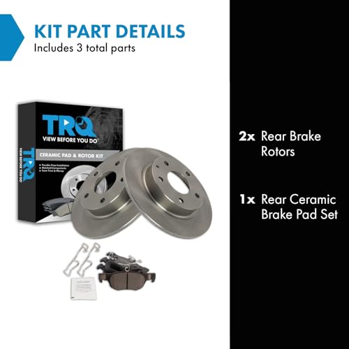 Image of TRQ Rear Brake Pad and Rotor Set Ceramic Compatible with 2019-2021 Mazda 3 2020-2021 CX-3 2020-2021 CX-30