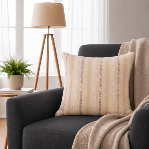 Image of STITCHNEST 'Nomad Weave Collection' Cushion Covers 16 x 16 Inches Set of 2 - Elegant Jacquard Fabric, Washable & Durable for Modern Living