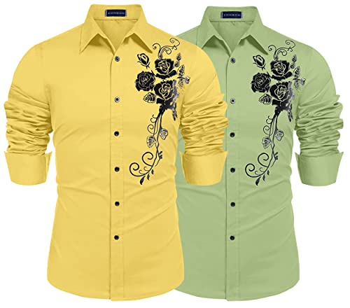 Image of Zombom Men's Regular Fit Cotton Blend Printed Full Sleeve Casual Shirts
