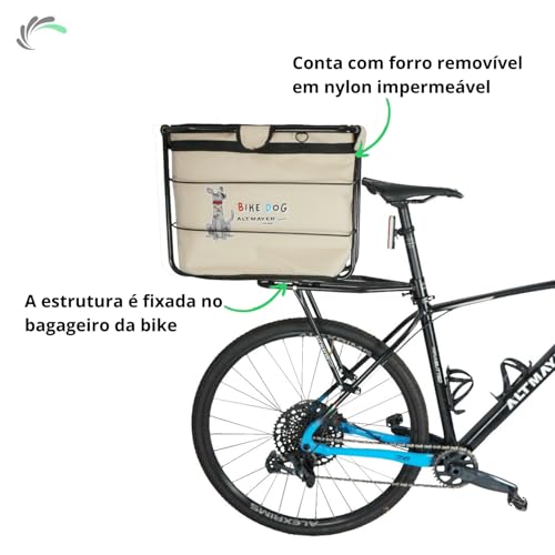 Cestinha Para Bagageiro Para Pets Grande Porte, Bege, Big Bike Dog Altmayer