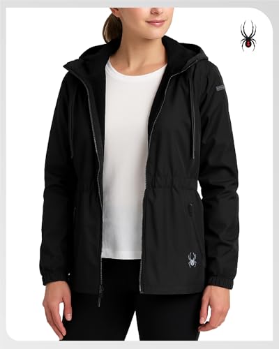 Spyder Womens Rain Jacket - Fleeced Lined Wind breaker Raincoat for Women Zip Up Wind & Water Resistant Jacket Women2