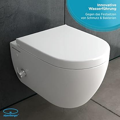 Alpenberger Dusch WC Komplettset | Wand WC Spülrandlos | Toilette mit Intimdusche und Armatur | Toilettendeckel mit Absenkautomatik | Spülkasten Vorwandelement WC Set Komplett (7150U) – Bild 4