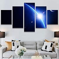 SIGNWIN 5 Panel Canvas Wall Art Modern Art Astronomy & Space Dramatic Minimalist Moon Multicolor Photography for Home Decorations Ready to Hang - 60