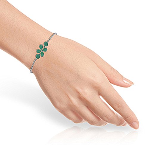14k White Gold Floral Bracelet with Emeralds2