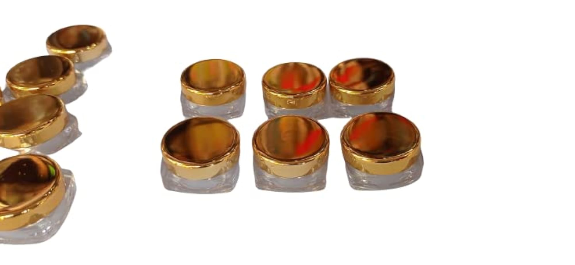 5 Gram Gold Cap Transparent Square Base Cosmetic Jars, Pack of 24