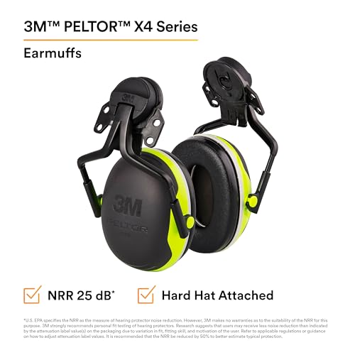Image of 3M PELTOR Hearing Protection Earmuffs, X4 Series Noise Protection, Construction, Manufacturing, Assembly, Sanding