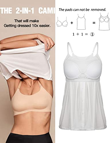 Image of Camisoles for Women with Built in Bra Adjustable Strap Tank Tops Cami Sleeveless Summer Tops for Workout Sleeping Traveling