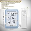 Indoor Outdoor Thermometer Wireless Weather Station, Temperature Humidity Monitor Battery Powered with 330ft Range Remote Sensor and Backlight Display(Light Blue) #5