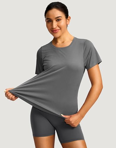 Image of Women's Short Sleeve Workout Shirts UPF 50+ Sun Protection T-Shirts Quick Dry Breathable Gym Running Hiking Tops for Women