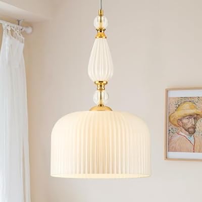 Corlaceling Milk Glass Pendant Lights Modern White Bright Gold Pendant Light Fixture Kitchen Island Vintage Adjustable Hanging Lamp for Dining Room Bedroom Foyer Kitchen Sink