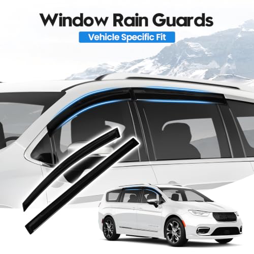 Image of Pacifica Rain Guards - Window Visors for Chrysler Pacifica 2017-2026, Out-Channel Side Window Rain Guards for Pacifica Accessories, 4PCS, Black, Car Accessories