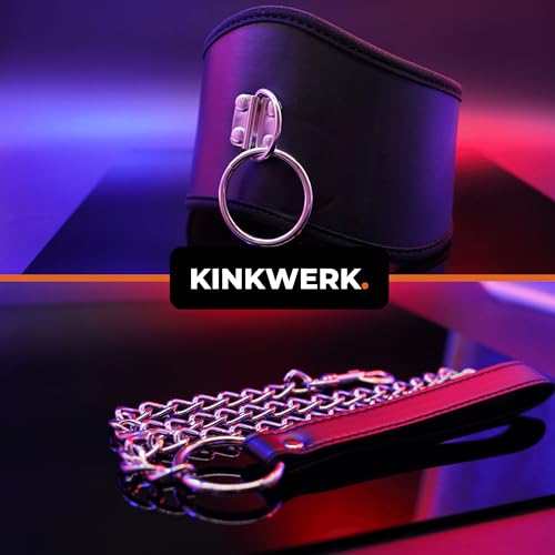 KINKWERK Breites Halsband mit Führungsleine | Breite Ausführung für Kontrolle für Mann & Frau | BDSM, Bondage