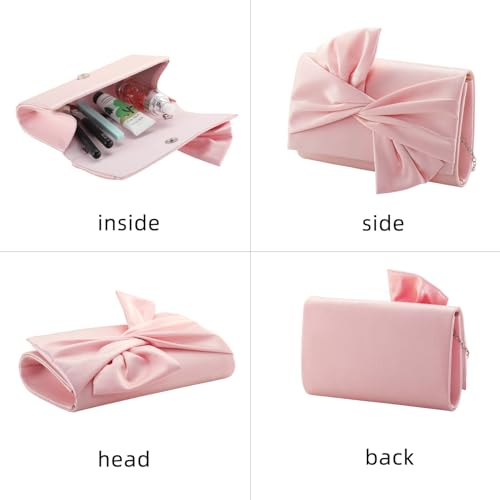 Image of WALLYN'S Satin Clutch purse evening bag for women party wedding handbag