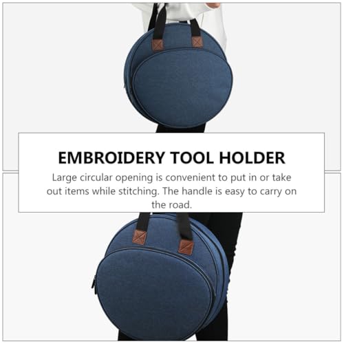 Bolsa para kit de bordado portátil para tejer en el parque con compartimentos y cómoda asa 4