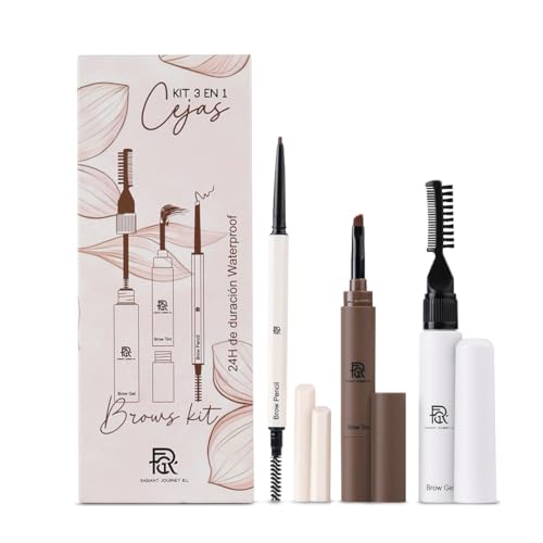 Kit de Cejas Completo 3 en 1 FGR | Gel Fijador, Tinte y Lápiz para Definir y Rellenar Cejas Naturales y de Larga Duracion | Resistente al Agua | Mocha Brown