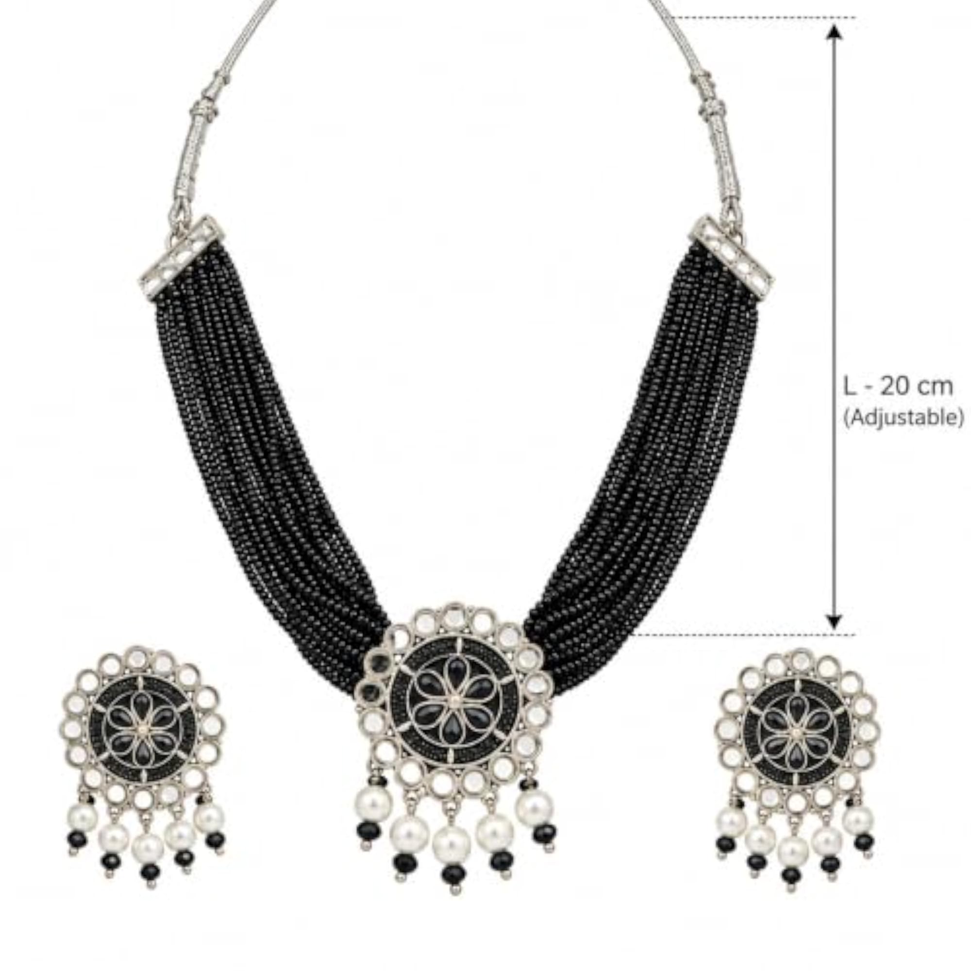 Oxidized & Onyx Black Crystal Choker Necklace