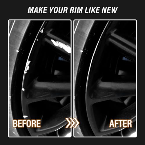 Rim Repair Kit Curb Rash, Wheel Scratch Repair Kit, Gloss Black Rim Touch Up Paint, Quickly Fix Rim Curb Rashes, Scratches and Other Surface Damage, Universal Color Rim Paint