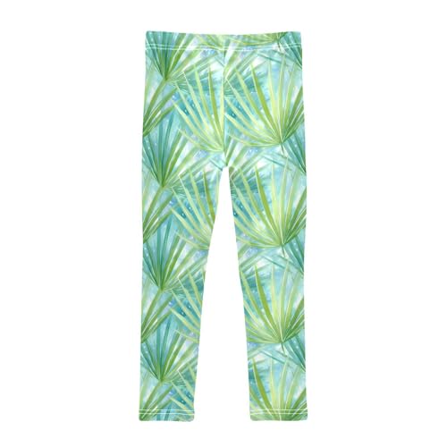 Green Tie Dye Leaves Girls Leggings Soft Stretch Workout Yoga Dance Pants for Kids Casual Tights2