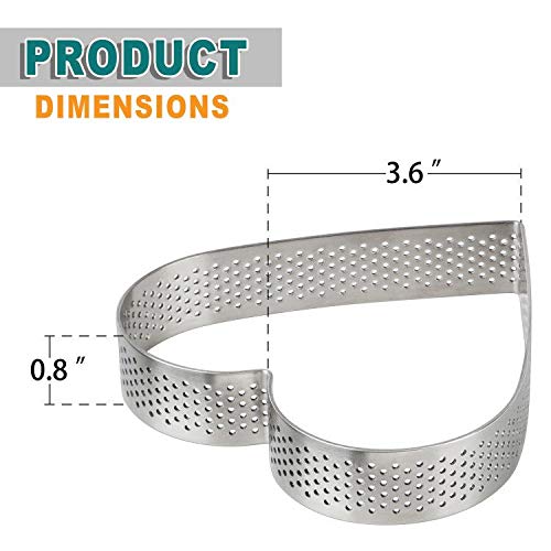 Fangsun Heart Tart Ring, Stainless Steel Perforated Tart Rings For Baking, Pastry Ring Mold For French Tarte, Gift Package (Heart Shape Set Of 4 - O 4") #TOP1