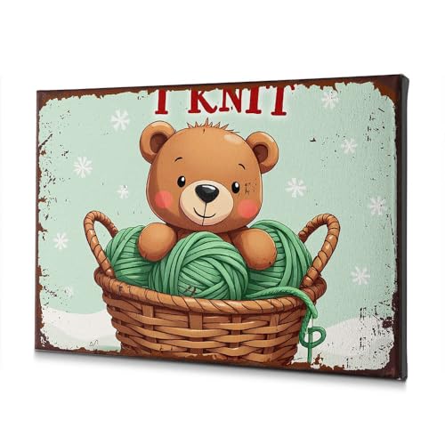 Toile murale ours panier de fil vert impression d'art pour salle de bain 30x40
