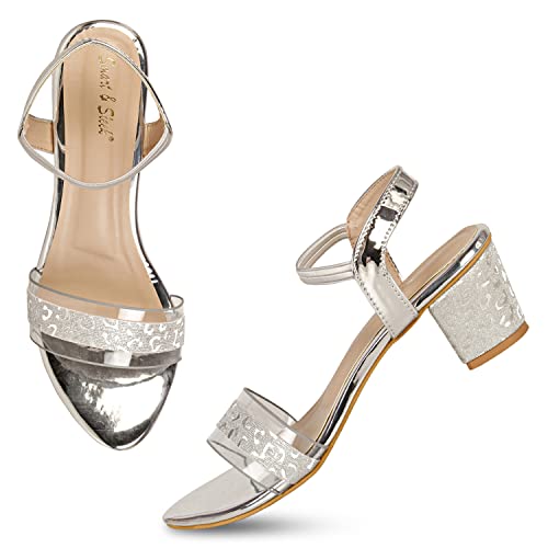 Image of Smart & Sleek Transparent Block Heels Sandals for Women & Girls-AB55
