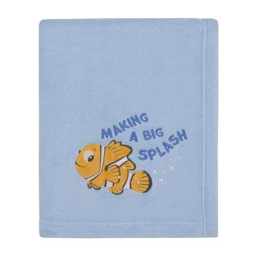 Image of Disney Finding Nemo Cutest Little Catch Light Blue, and Orange Super Soft Appliqued Baby Blanket