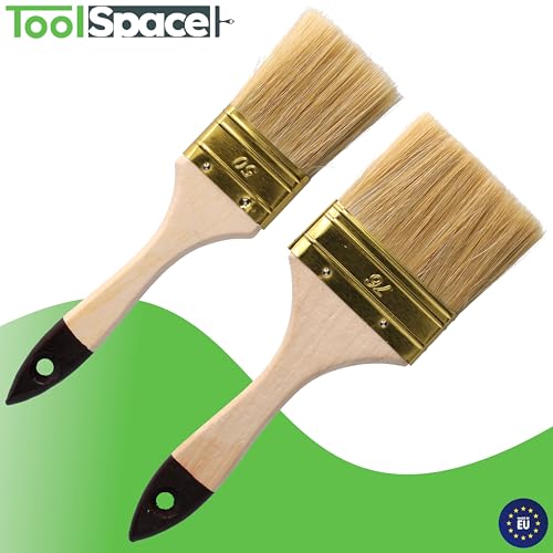 ToolSpace Flachpinsel Profi Pinselset Flachpinselset Lasurpinsel Naturhaar für Lack Lasur Farbe Kreidefarbe Möbel Wand Fenster Malerpinsel für Innen Außen wiederverwendbar DIY 25 mm 36 mm 50 mm 76 mm