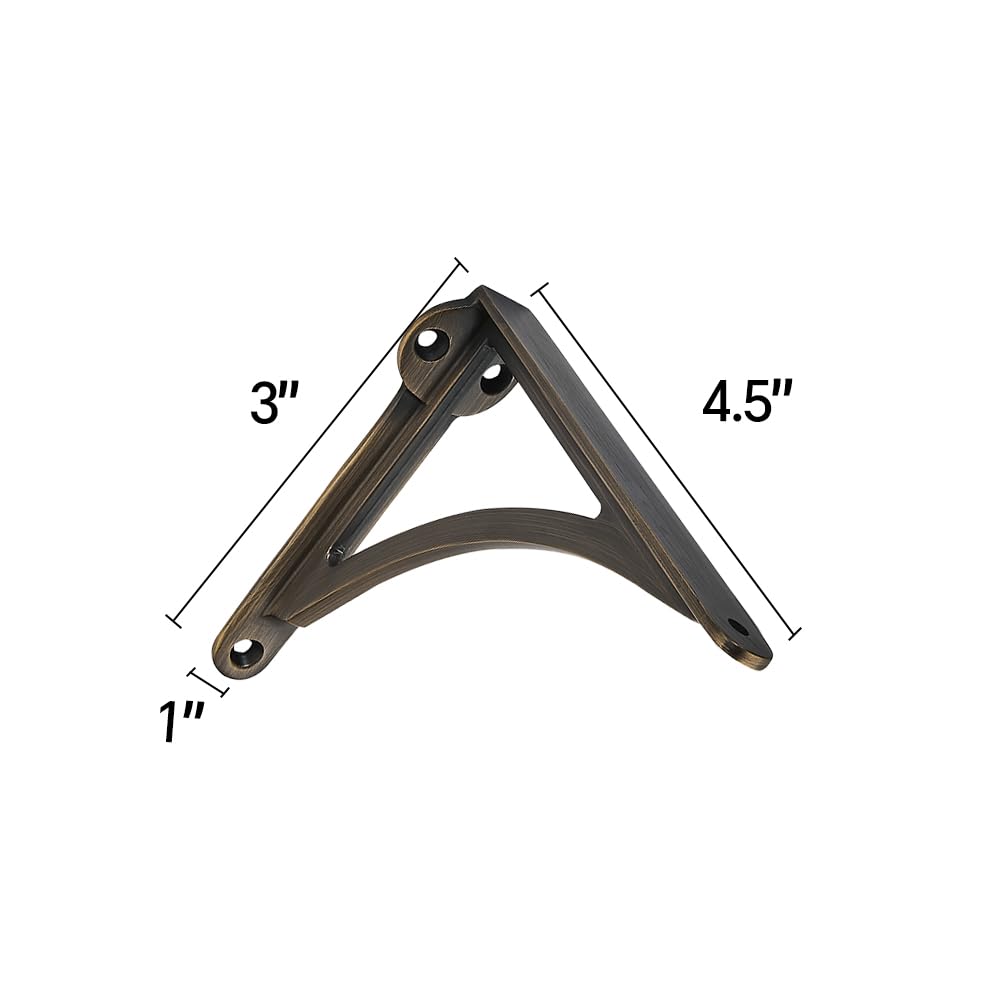 KHTUMEWARE-170326 Antique Brass Shelf Brackets 4-1/2 in (114 mm) 2-Pack in Antique Brass — KHTUMEWARE