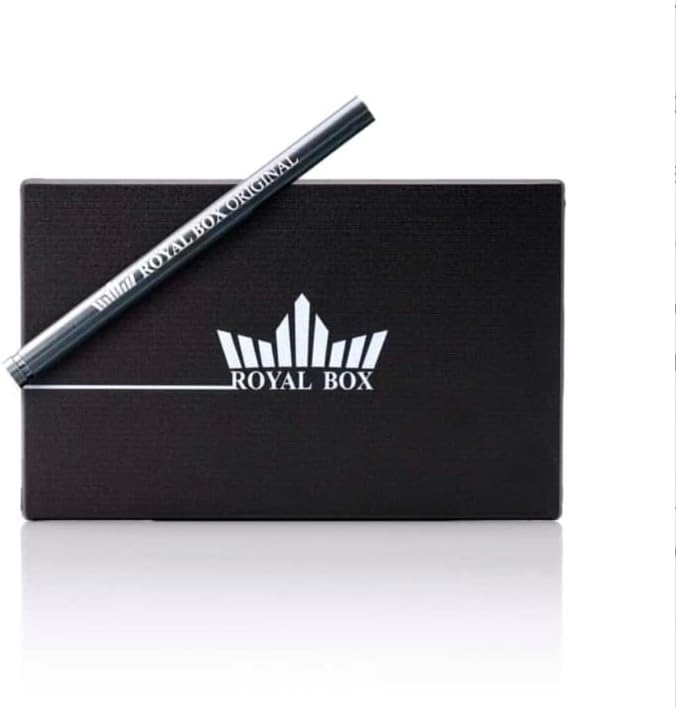 Generic Original Royal Box Black 8 Compartment Snuff Storage Box with Built in 3"" Metal Alloy Straw