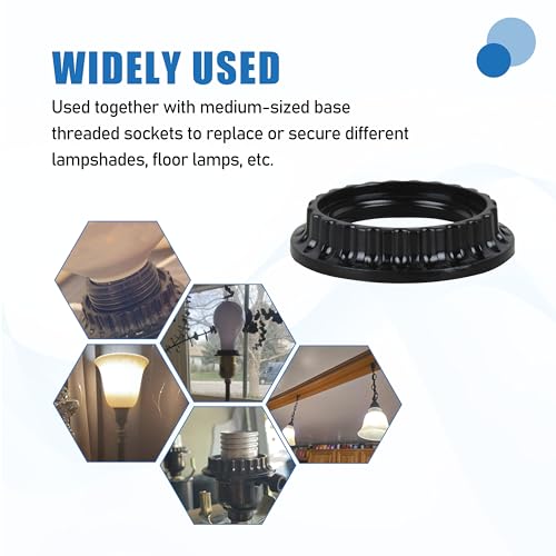 Image of Lamp Holder Sunshade Ring, E26 /E27 Threaded Lampshade Fixing Ring Suitable for Lampshade /Lamp Holder Black 5-Piece Set